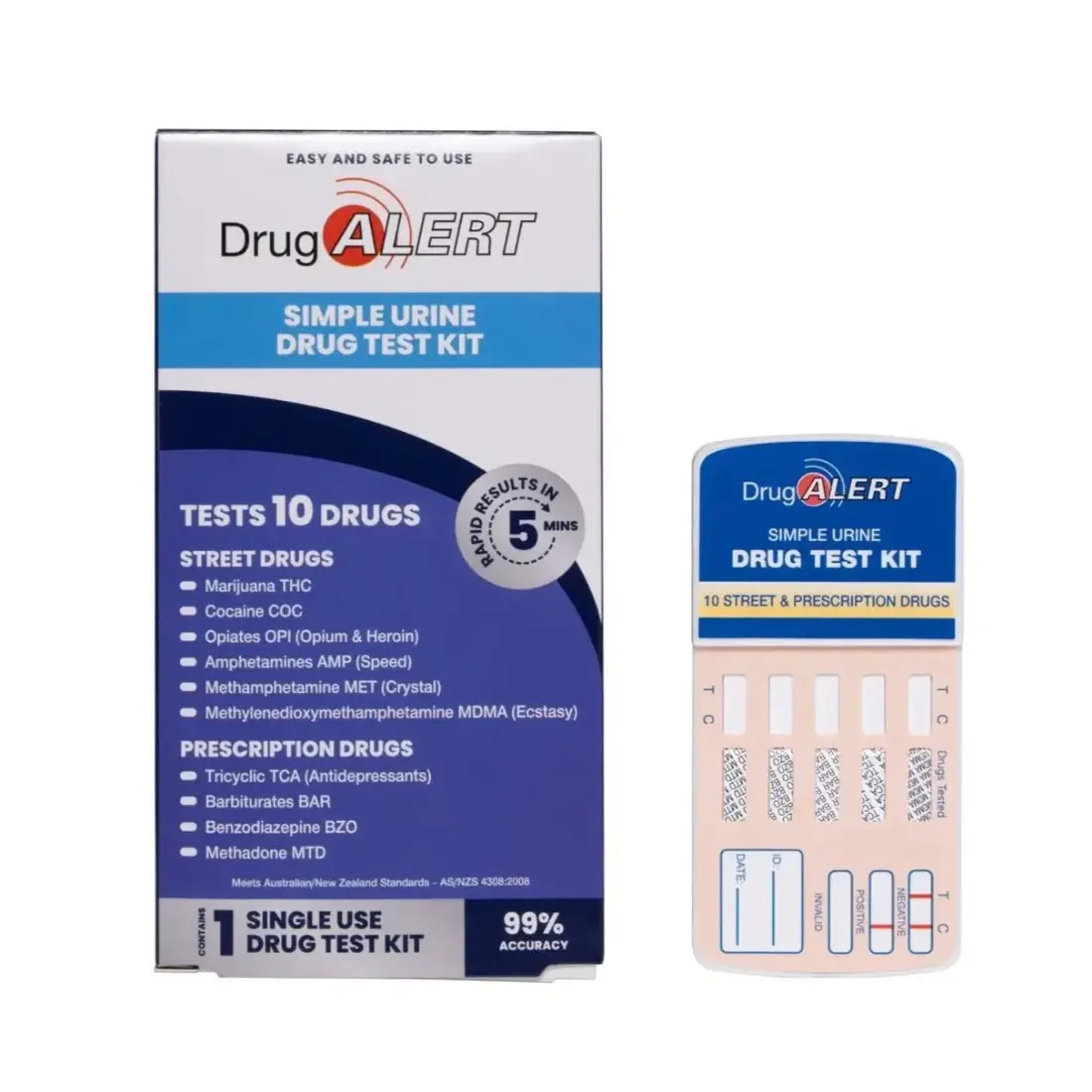 Drug Alert Test 10 Drugs Marijuana THC Cocaine COC Opiates OPI Opium Heroin Amphetamines AMP Speed Methamphetamine MET Crystal Methlenedioxymethamphetamine MDMA Ecstasy Tricyclic TCA Barbiturates BAR Benzodiazepine BZO Methadone MTD