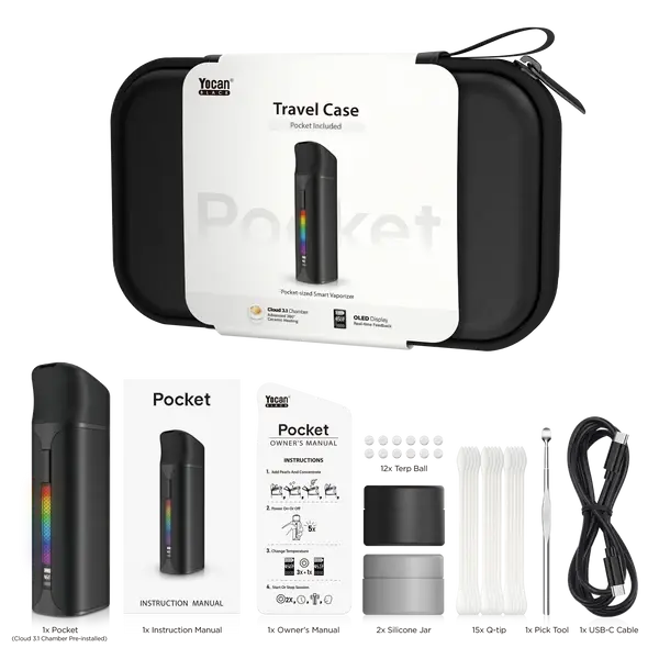 YOCAN BLACK POCKET CONCENTRATE VAPORIZER WITH TRAVEL CASE